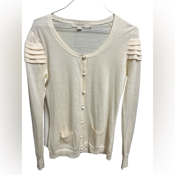 23- Reiss Vintage Merino Wool Cardigan - Picture 4 of 5